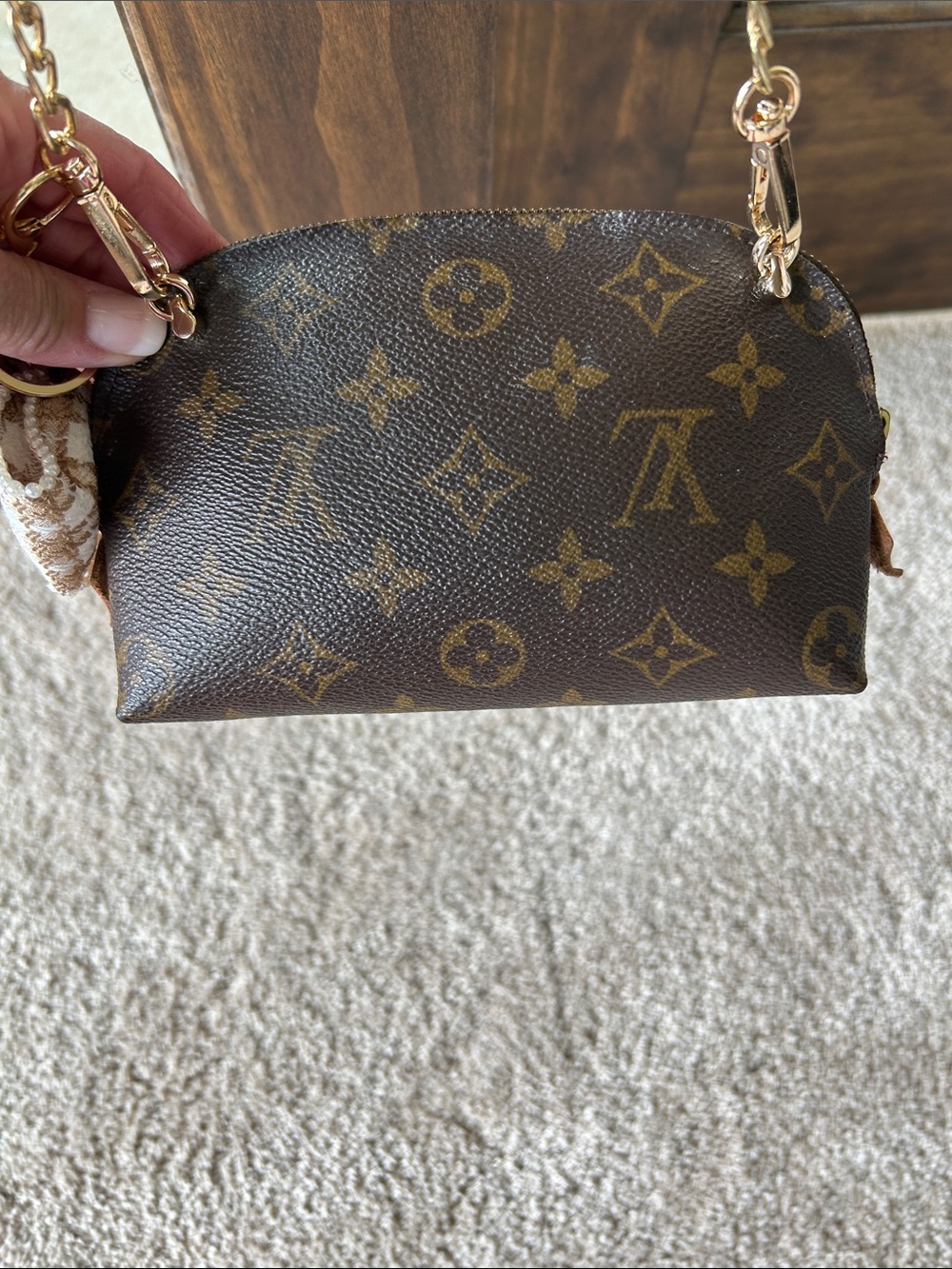 Louis Vuitton Monogram Mini Pochette with Pearl Flower Charm - Picture 7 of 16